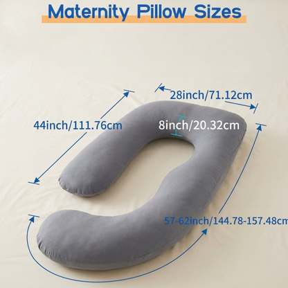 J-Shape Maternity Pillow – Full-Body Velvet Support & Cozy Sleep Cocoon
